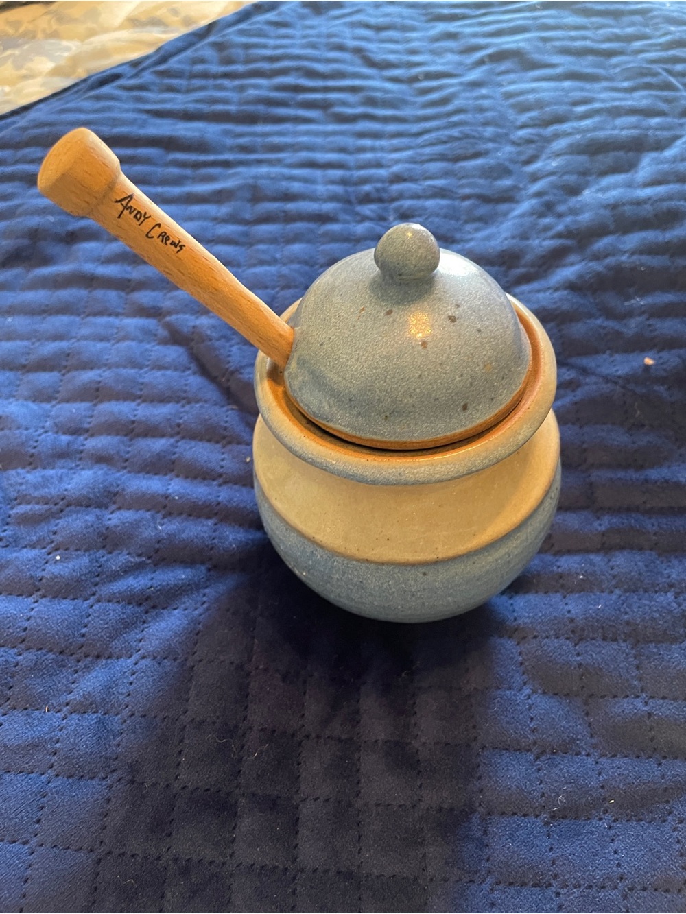 Overland Stoneware Hand Spun pottery Honey Pot